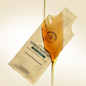 Emballage des sachets de soutien au stress Beekeeper's Naturals