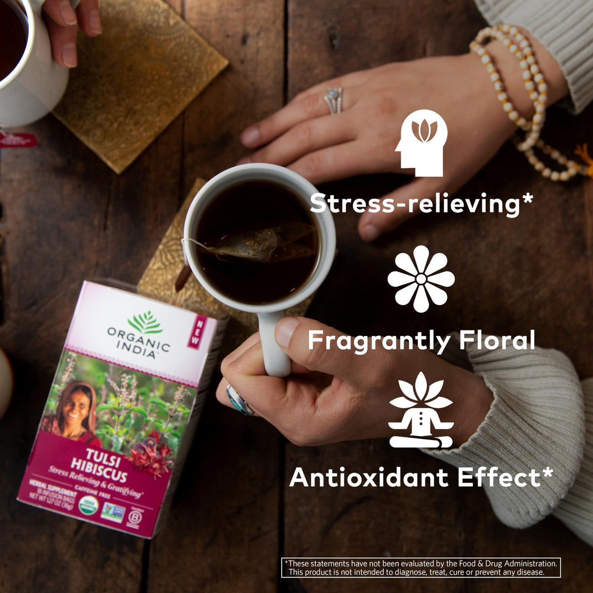 Emballage des sachets de thé hibiscus Tulsi ORGANIC INDIA