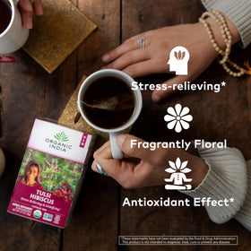 Emballage des sachets de thé hibiscus Tulsi ORGANIC INDIA