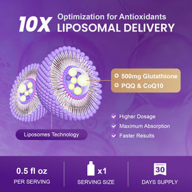 Emballage des sachets Liposomal Glutathione 500 mg, vue de face