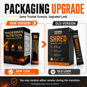 Emballage des sachets Shred TRADESMAN NUTRITION