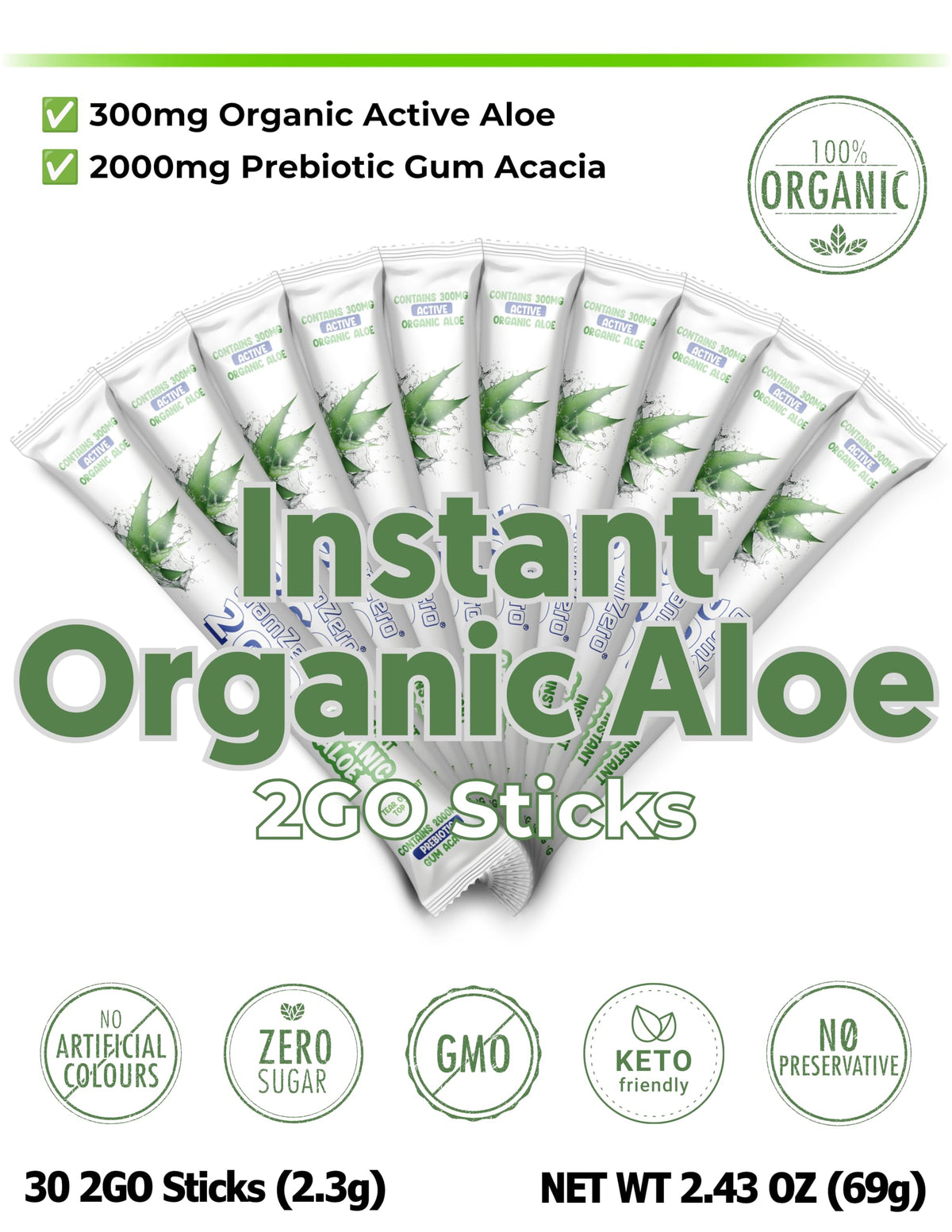 Emballage des sticks GramZero 2GO Aloe Vera 118g