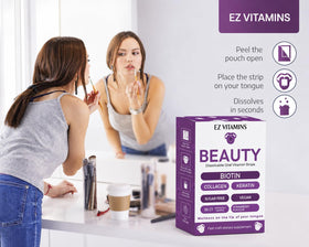 Emballage des strips de beauté EZ VITAMINS avec illustration