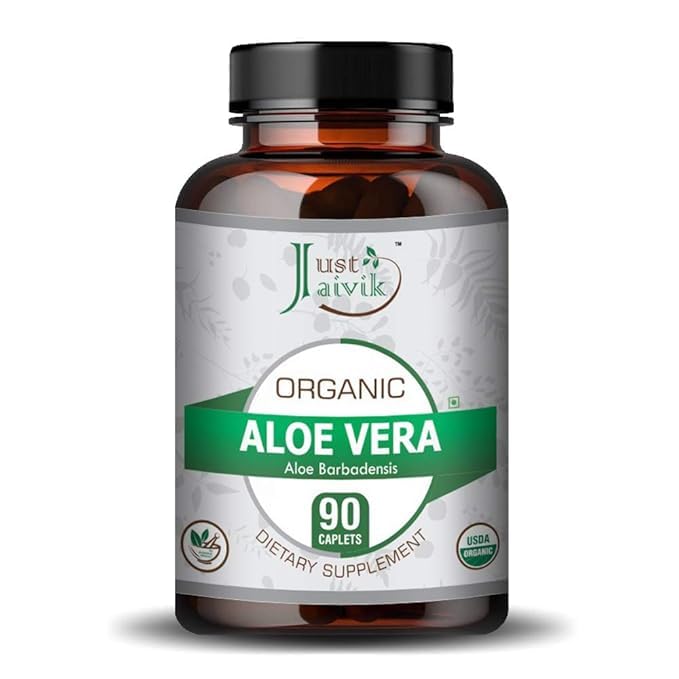 Emballage des tablettes Aloe Vera Just Jaivik avec informations de produit