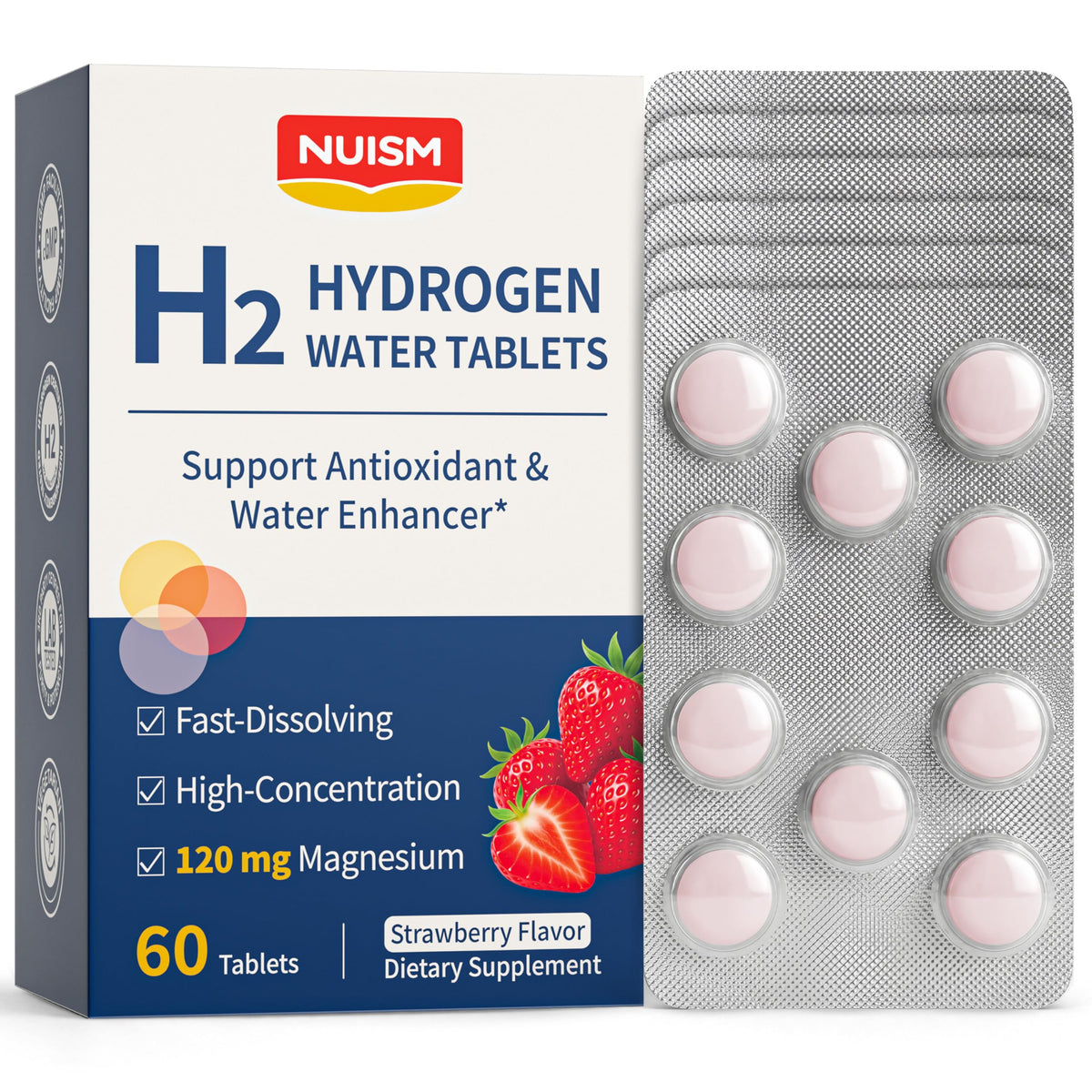 Emballage des tablettes d'hydrogène moléculaire NUISM goût fraise