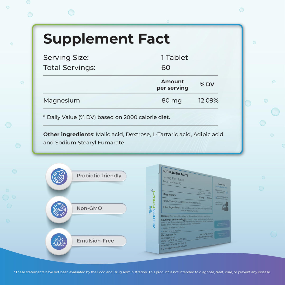 Emballage des tablettes d'hydrogène moléculaire WELLNESS EXTRACT