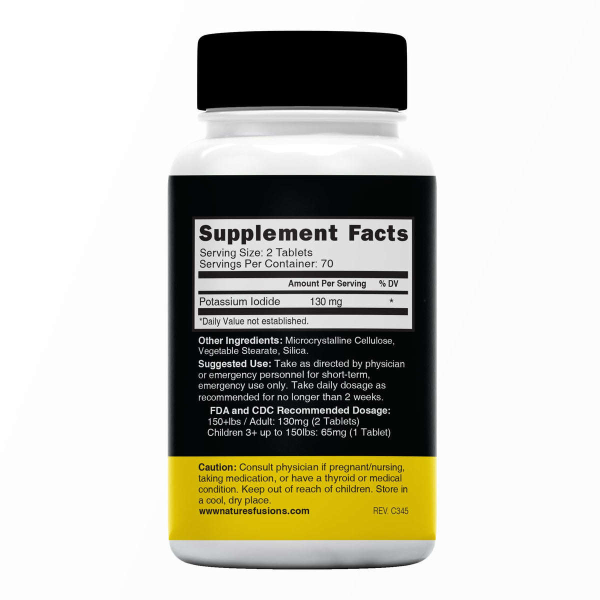 Emballage des Tablettes de Potassium Iodure 130mg - Nature's Fusions