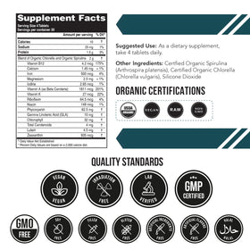 Emballage des Tablettes de Spiruline et Chlorelle Bio Triquetra Health