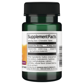 Emballage des tablettes de Vitamine B-12 Swanson, informations nutritionnelles