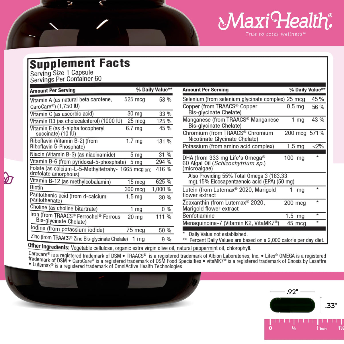 Emballage des Vitamines Prénatales DHA Maxi Health