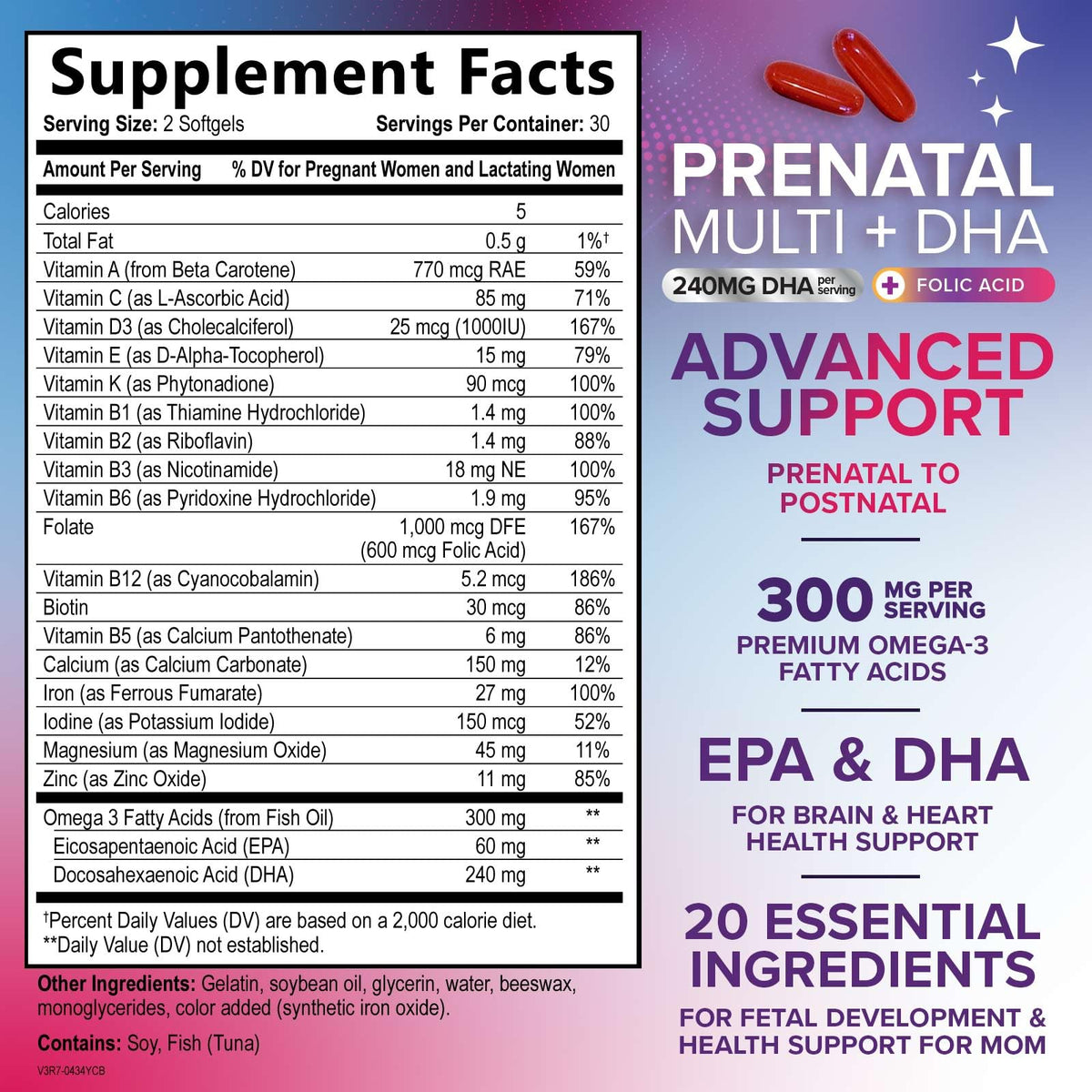 Emballage des vitamines prénatales Nature's Nutrition avec étiquette