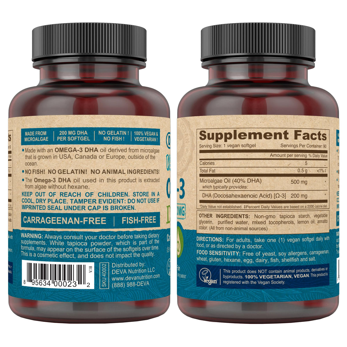 Emballage DEVA Vegan Omega-3 DHA 200 MG