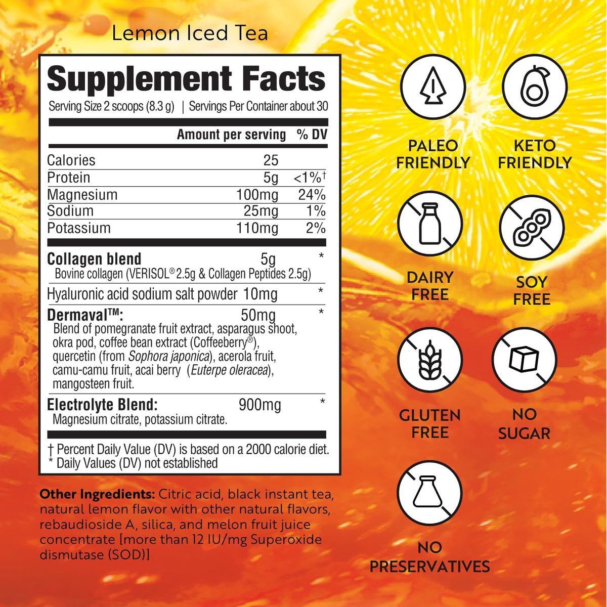 Emballage Dr. Kellyann Lemon Sips avec informations nutritionnelles