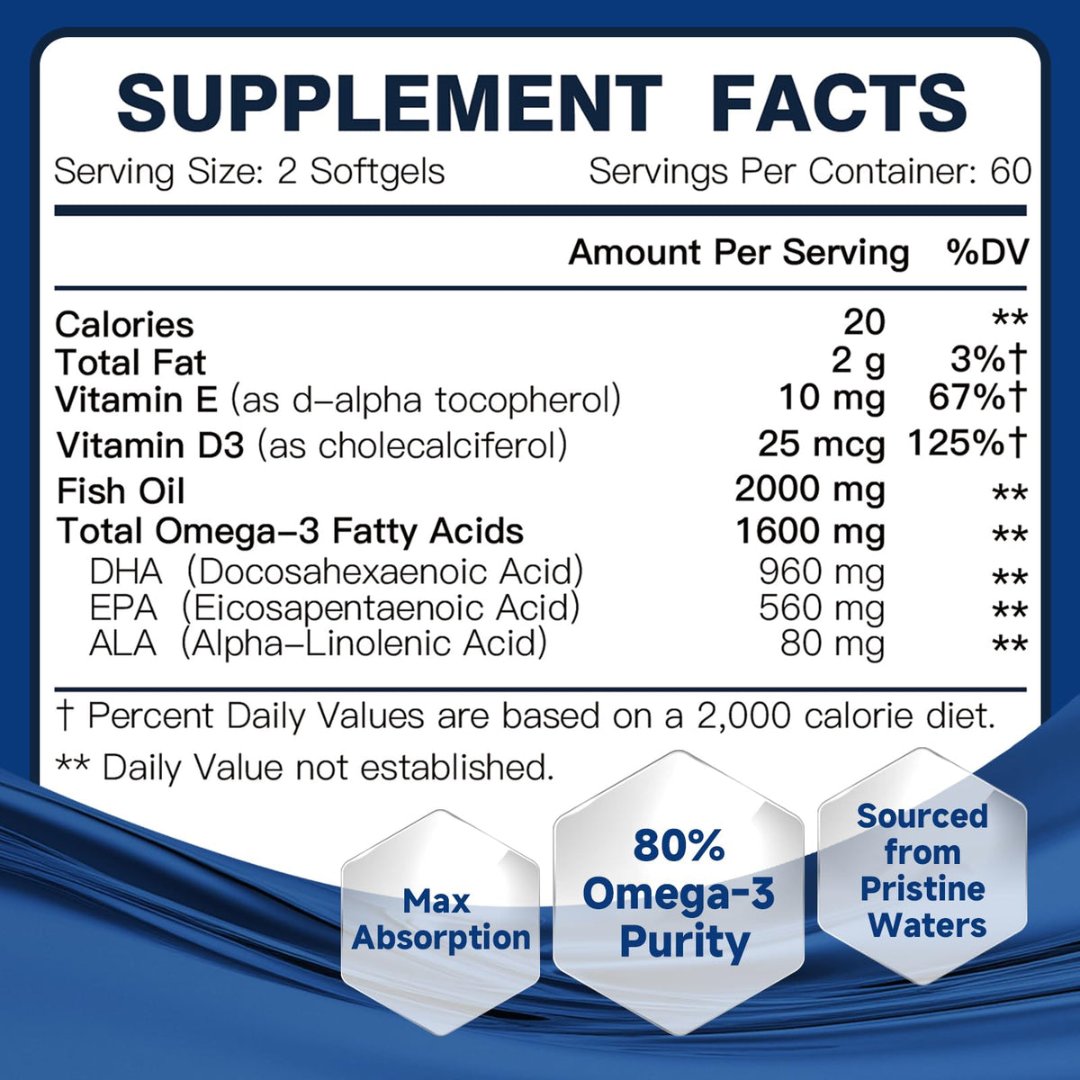 Emballage DRFOSTER Huile de Poisson Omega-3 2000mg