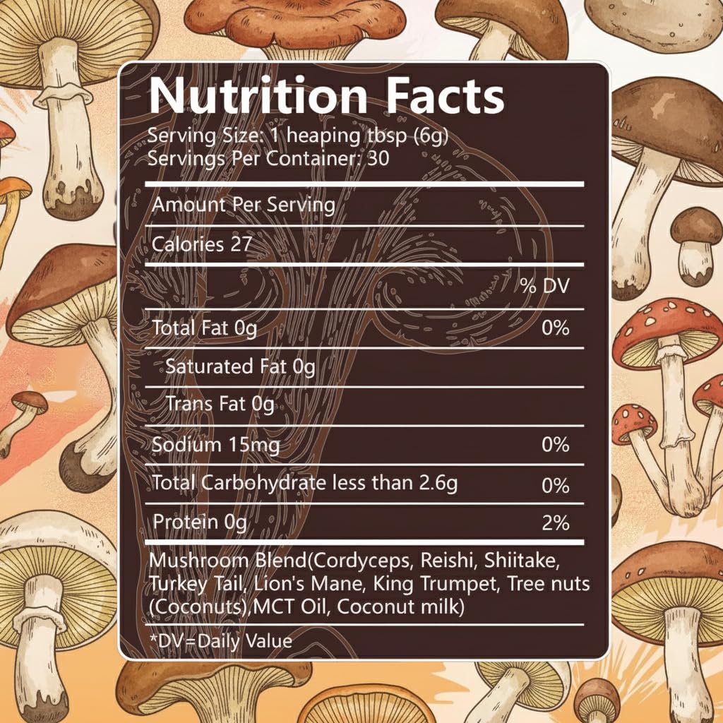Emballage du Café de Champignon Shroomsy, côté avec description