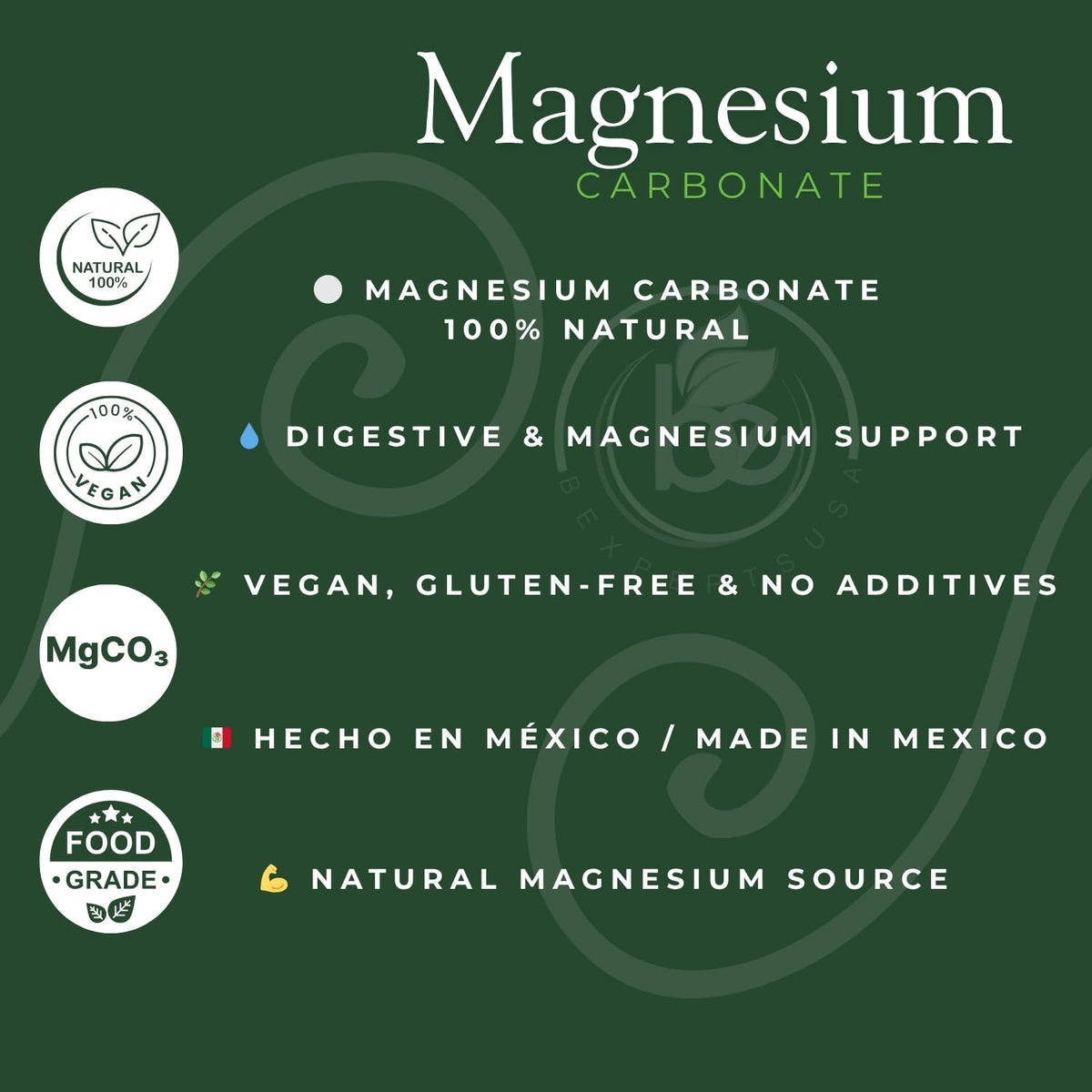 Emballage du carbonate de magnésium fabriqué au Mexique