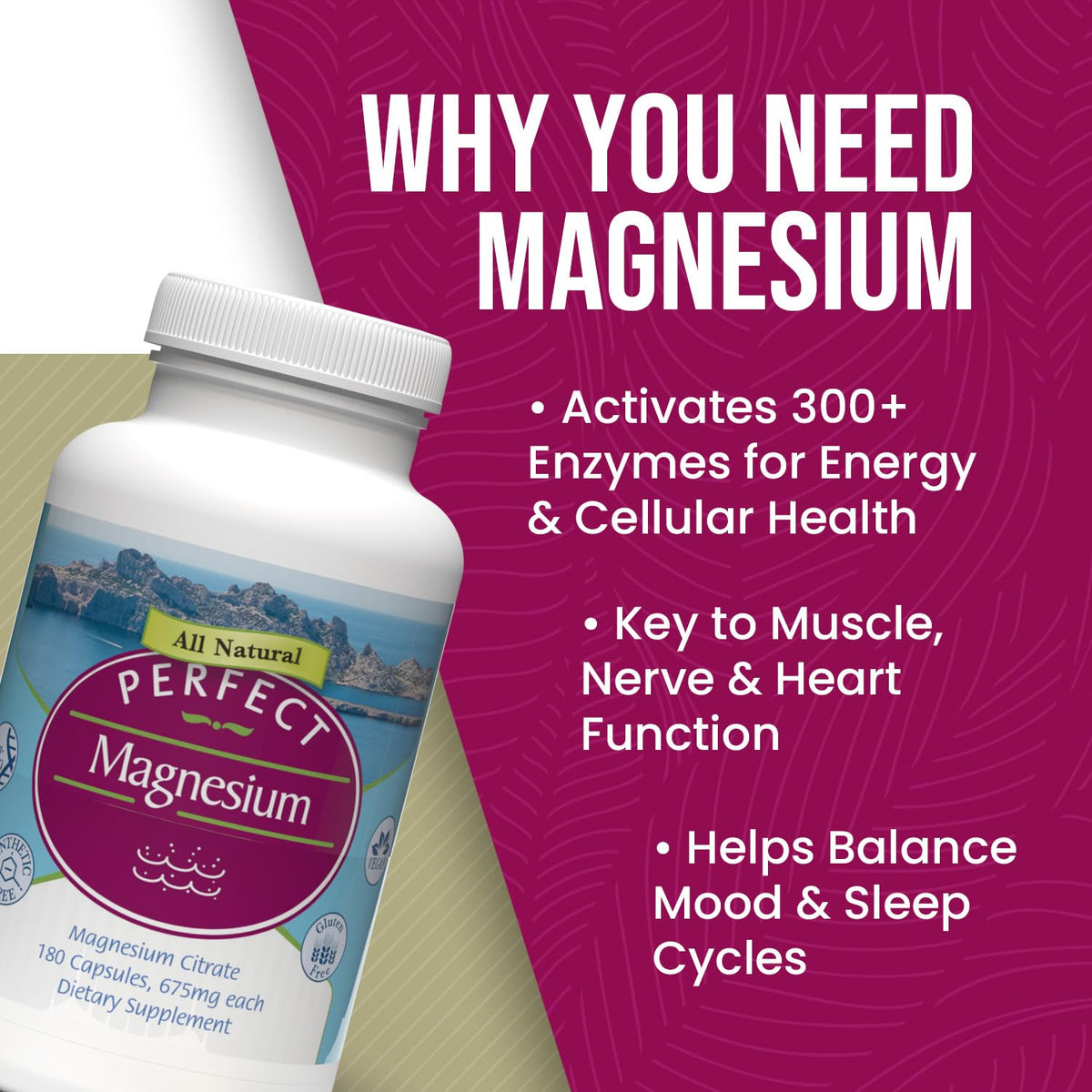 Emballage du Citrate de Magnésium Perfect Supplements, informations nutritionnelles