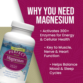 Emballage du Citrate de Magnésium Perfect Supplements, informations nutritionnelles
