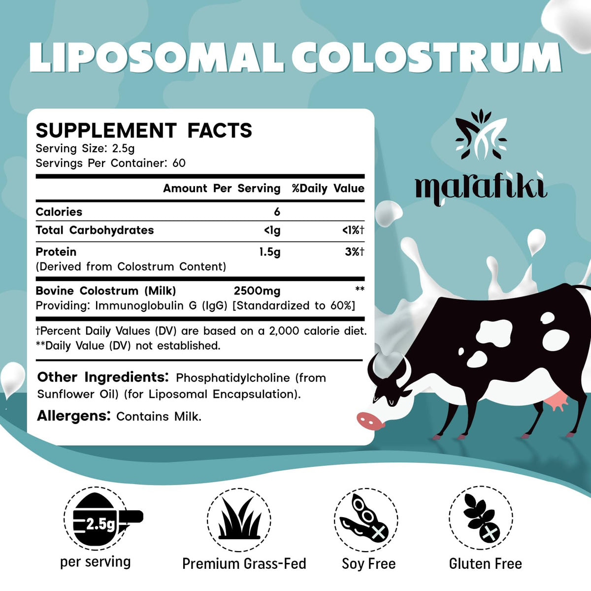 Emballage du colostrum bovin Marafiki, 200g