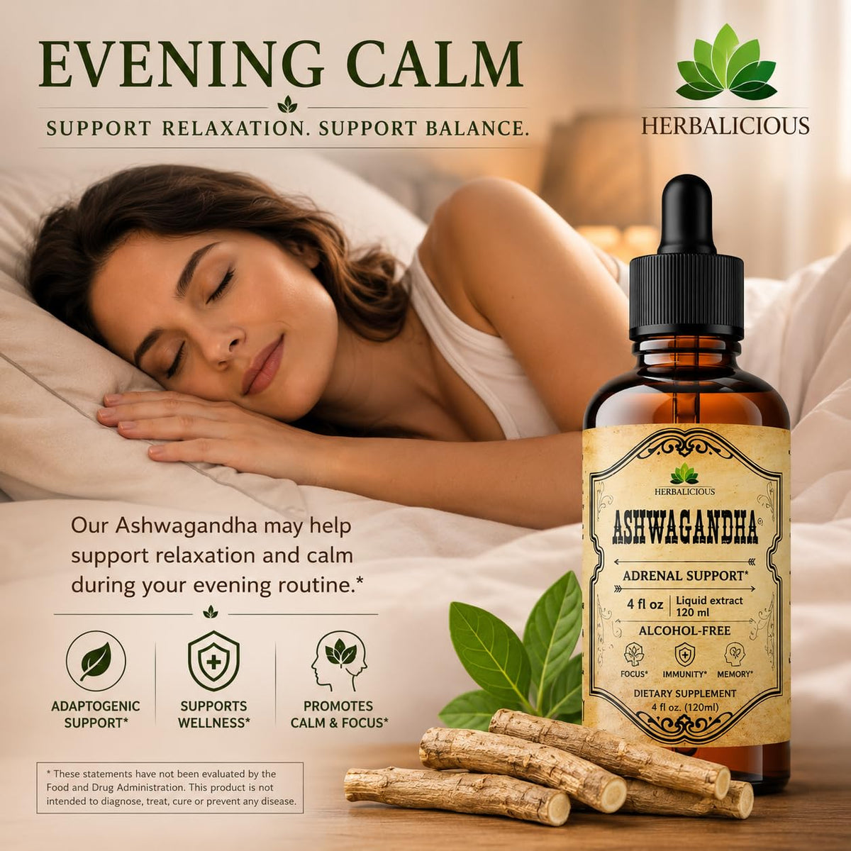 Emballage du complément alimentaire Ashwagandha HERBALICIOUS