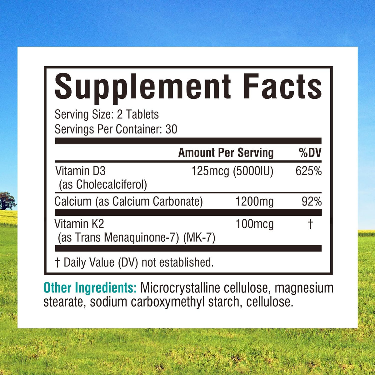 Emballage du complément alimentaire calcium Innate Vitality avec D3 et K2