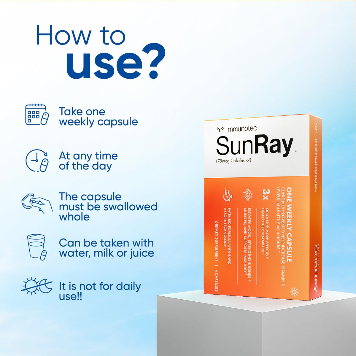 Emballage du complément alimentaire daily wellness Sunray® avec informations nutritionnelles
