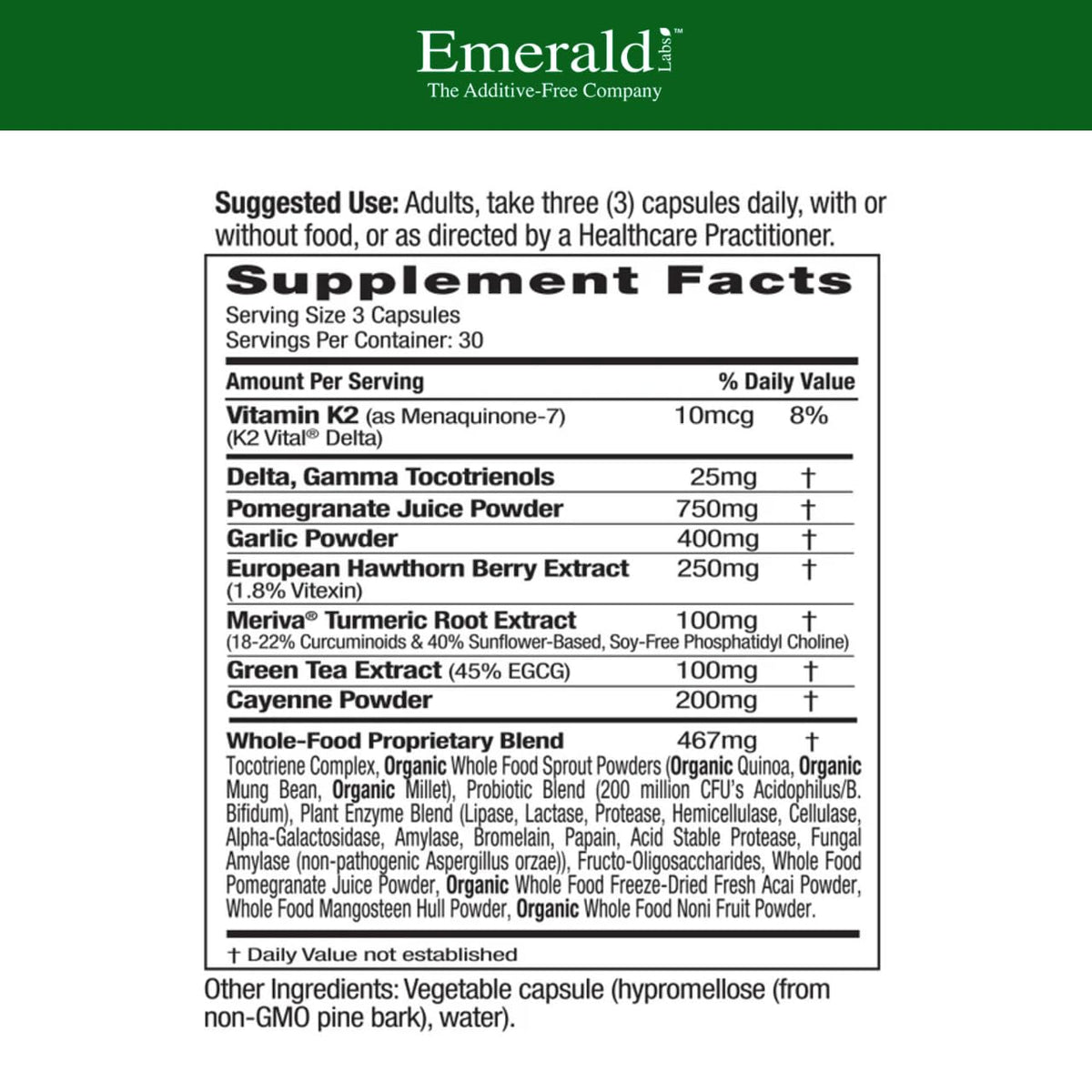 Emballage du complément alimentaire Emerald Laboratories Santé Cardiaque