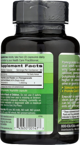 Emballage du complément alimentaire Grenade Emerald Laboratories, côté