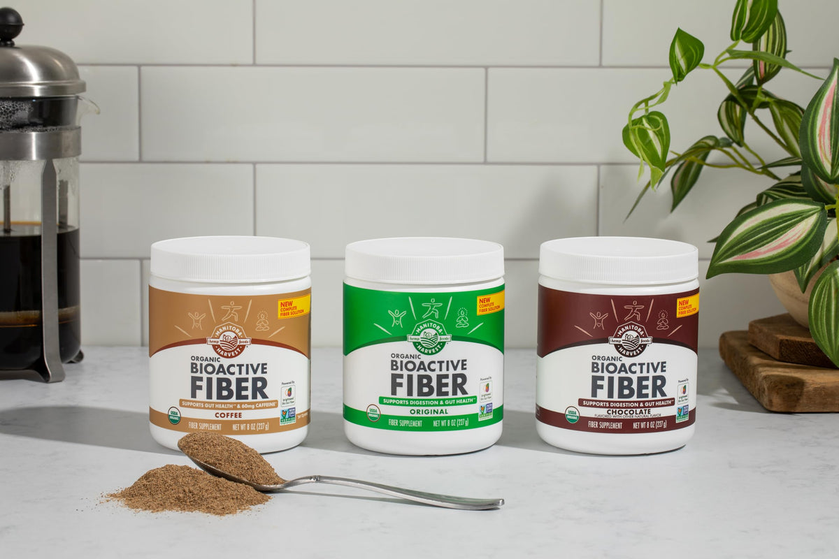 Emballage du complément alimentaire Manitoba Harvest BioActif au chocolat