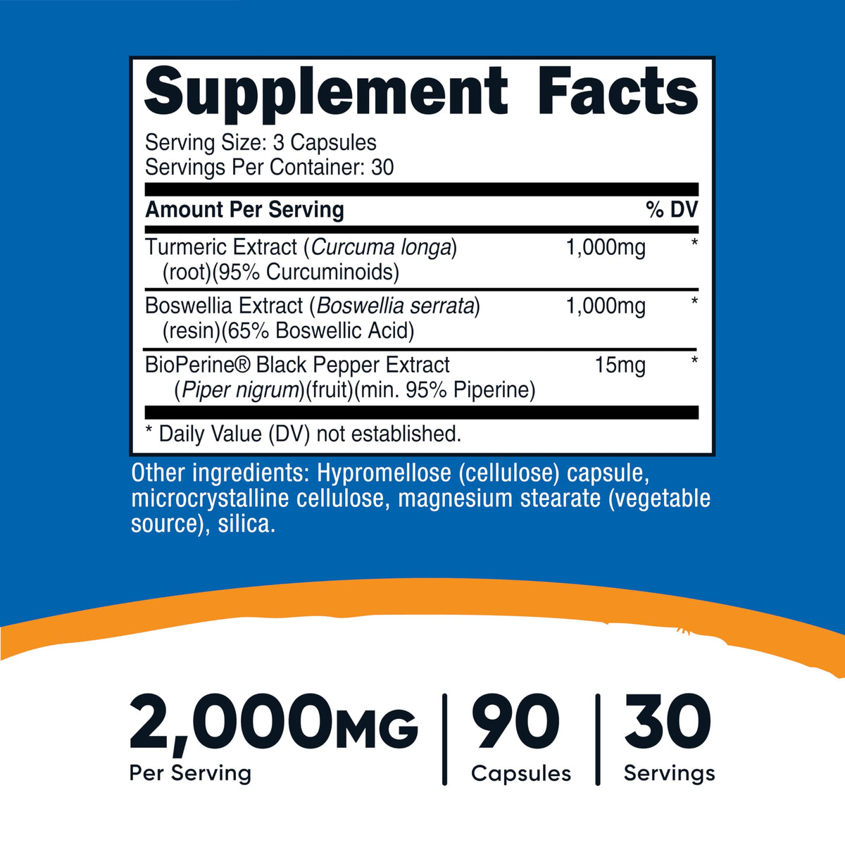 Emballage du complément alimentaire Nutricost Curcuma + Boswellia