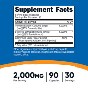 Emballage du complément alimentaire Nutricost Curcuma + Boswellia