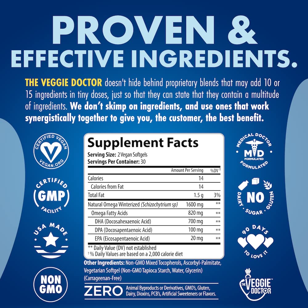 Emballage du Complément Alimentaire Omega 3 Végétal de The Veggie Doctor