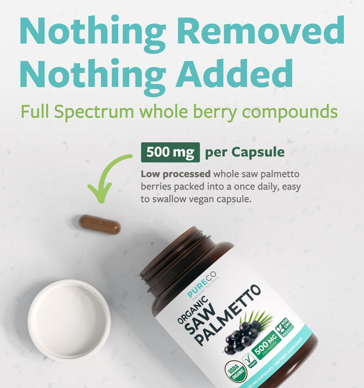 Emballage du complément alimentaire Saw Palmetto Bio PURE CO