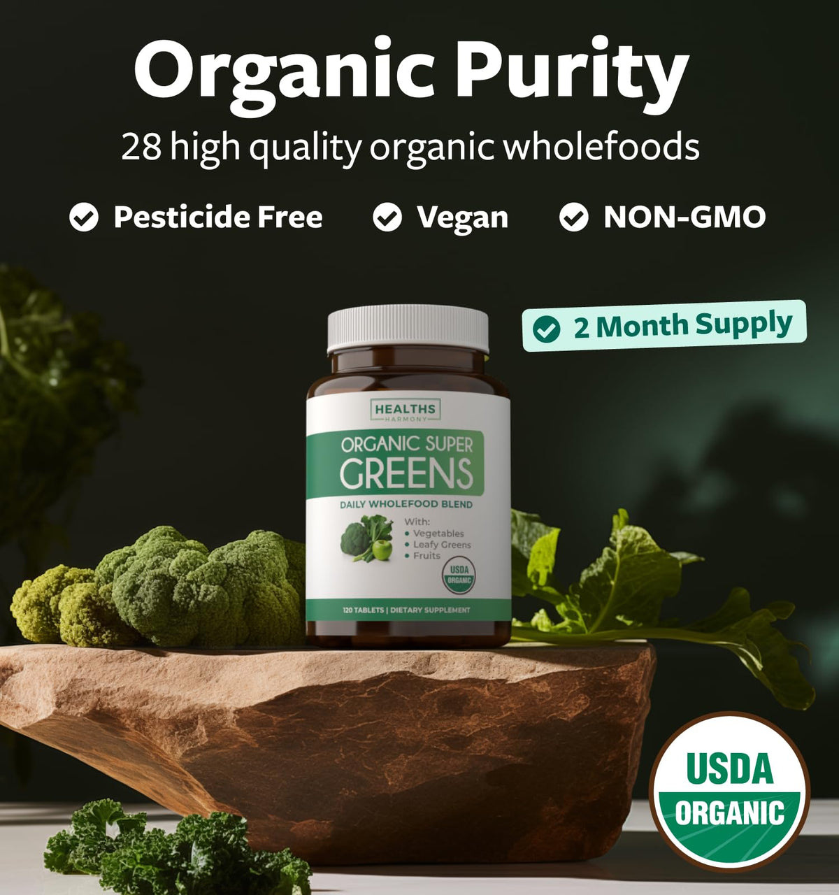 Emballage du complément Bio Super Greens Healths Harmony