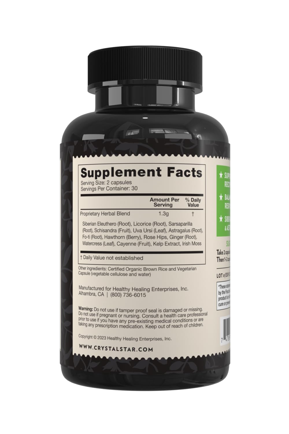 Emballage du complément Crystal Star Adrenal Support