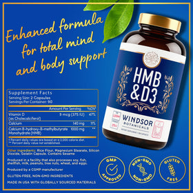 Emballage du complément HMB 1 000 mg et Vitamine D3