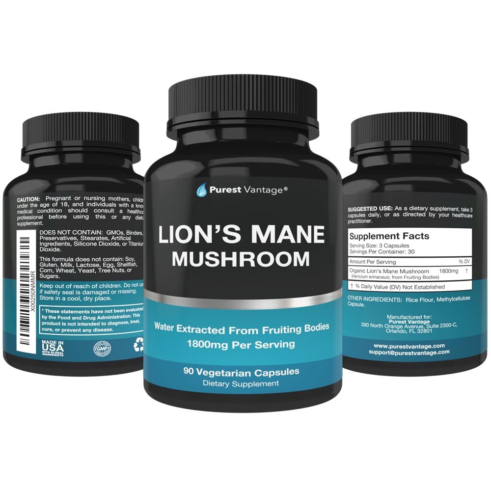 Emballage du complément Lion's Mane Purest Vantage 1800mg