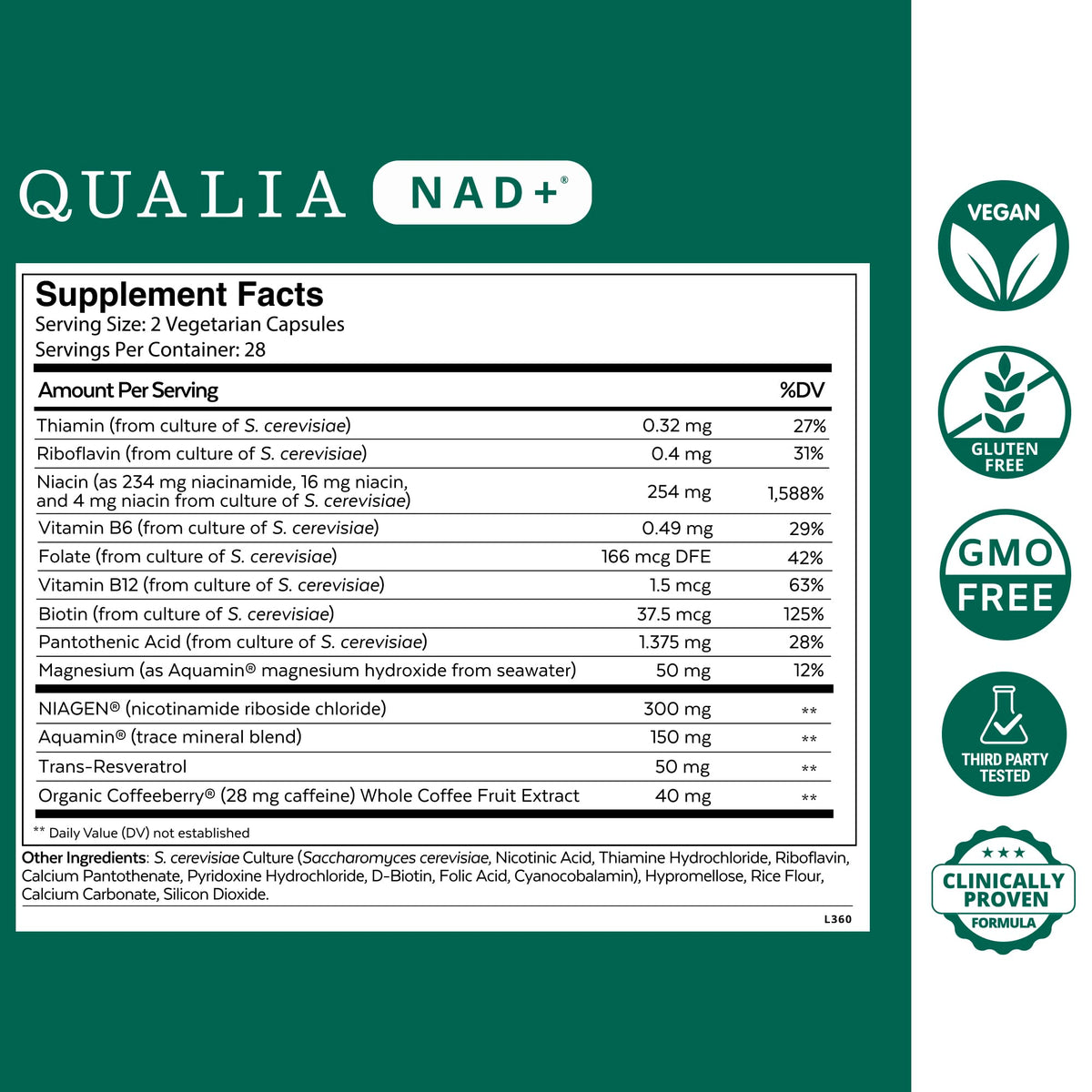 Emballage du complément NAD+ QUALIA LIFE SCIENCES