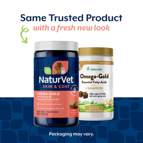 Emballage du complément Omega-Gold NaturVet pour animaux