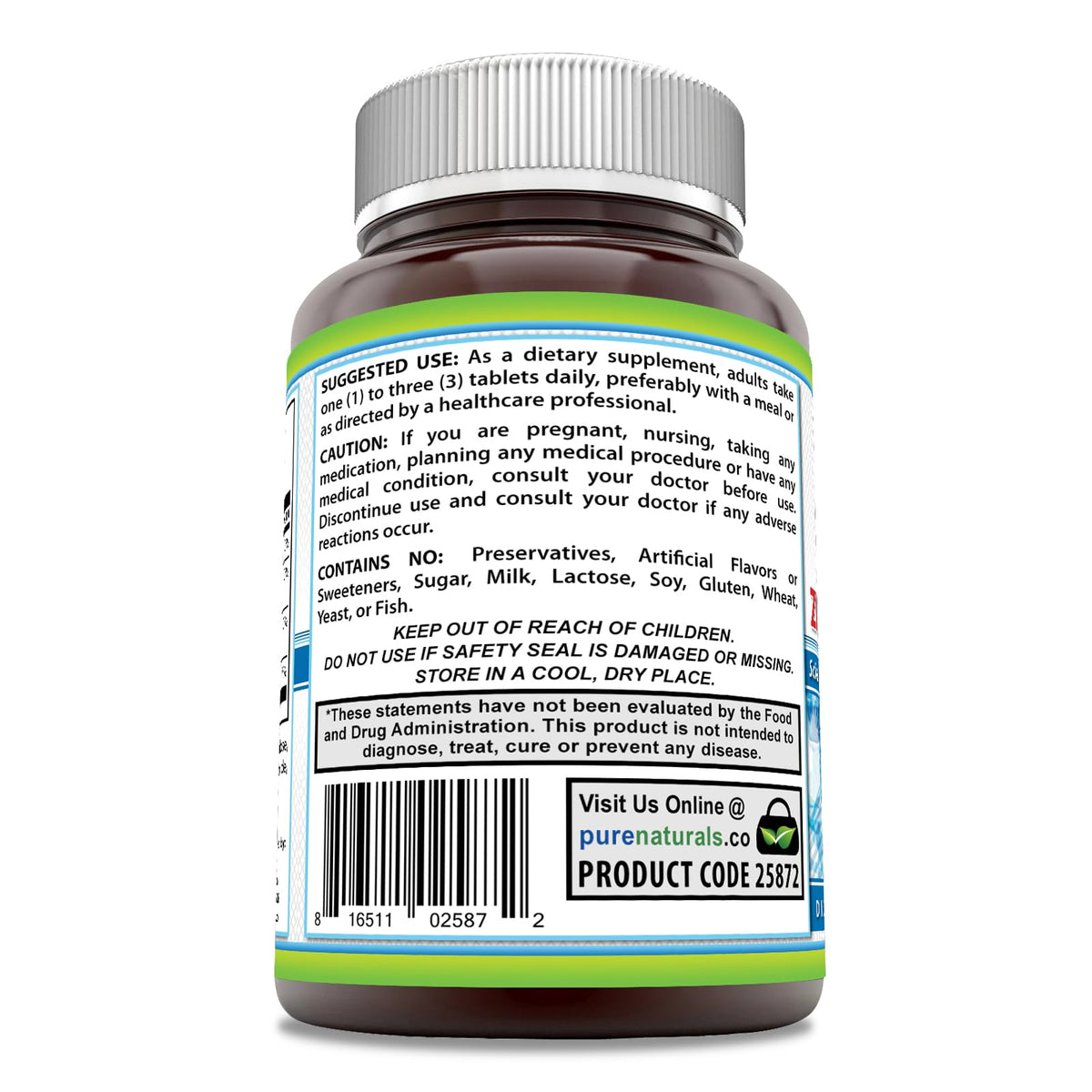 Emballage du complément Pure Naturals Calcium Magnésium Zinc D3 600 IU
