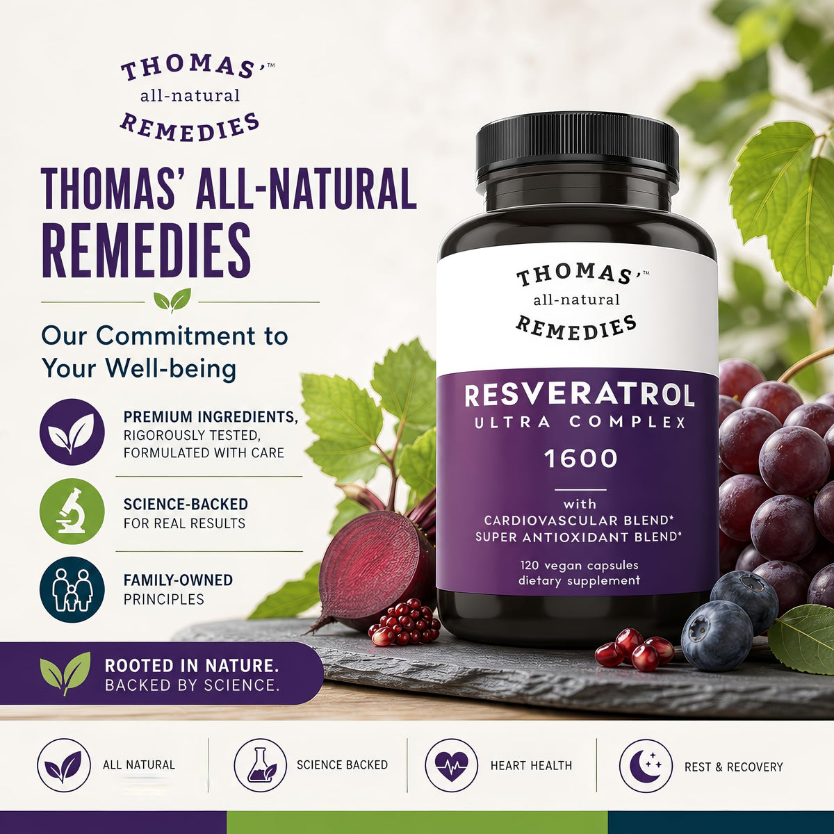 Emballage du complément Trans-Resvératrol 1600mg de Thomas