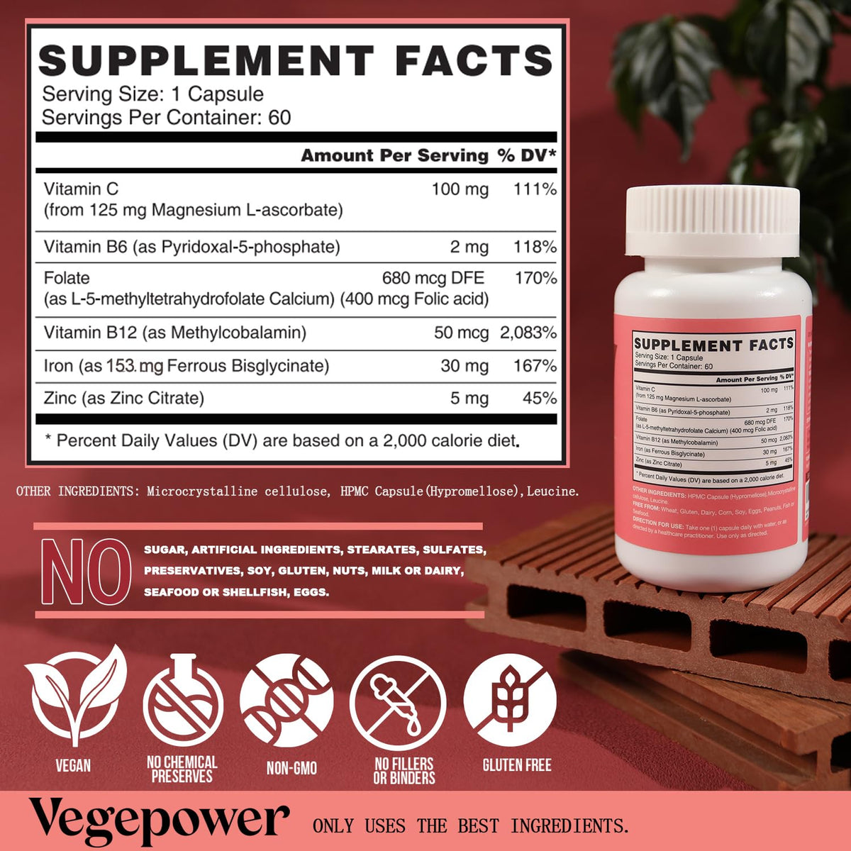 Emballage du complément VEGEPOWER Fer Bisglycinate