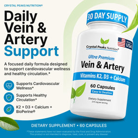 Emballage du complément veines et artères CRYSTAL PEAKS NUTRITION