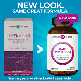Emballage du complément Vitamin World Cheveux, Peau et Ongles