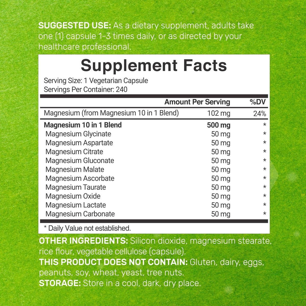 Emballage du Complexe de Magnésium 500mg DEAL SUPPLEMENT avec informations produit