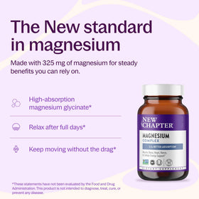 Emballage du Complexe de Magnésium Bisglycinate New Chapter, 440g