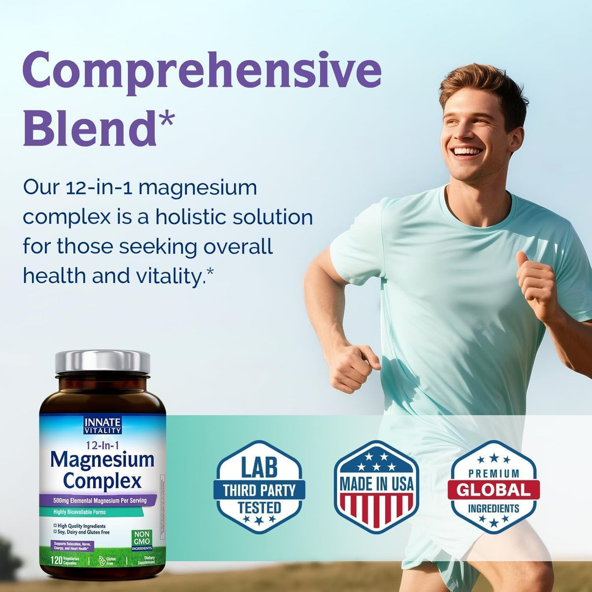 Emballage du Complexe de Magnésium Innate Vitality avec informations nutritionnelles