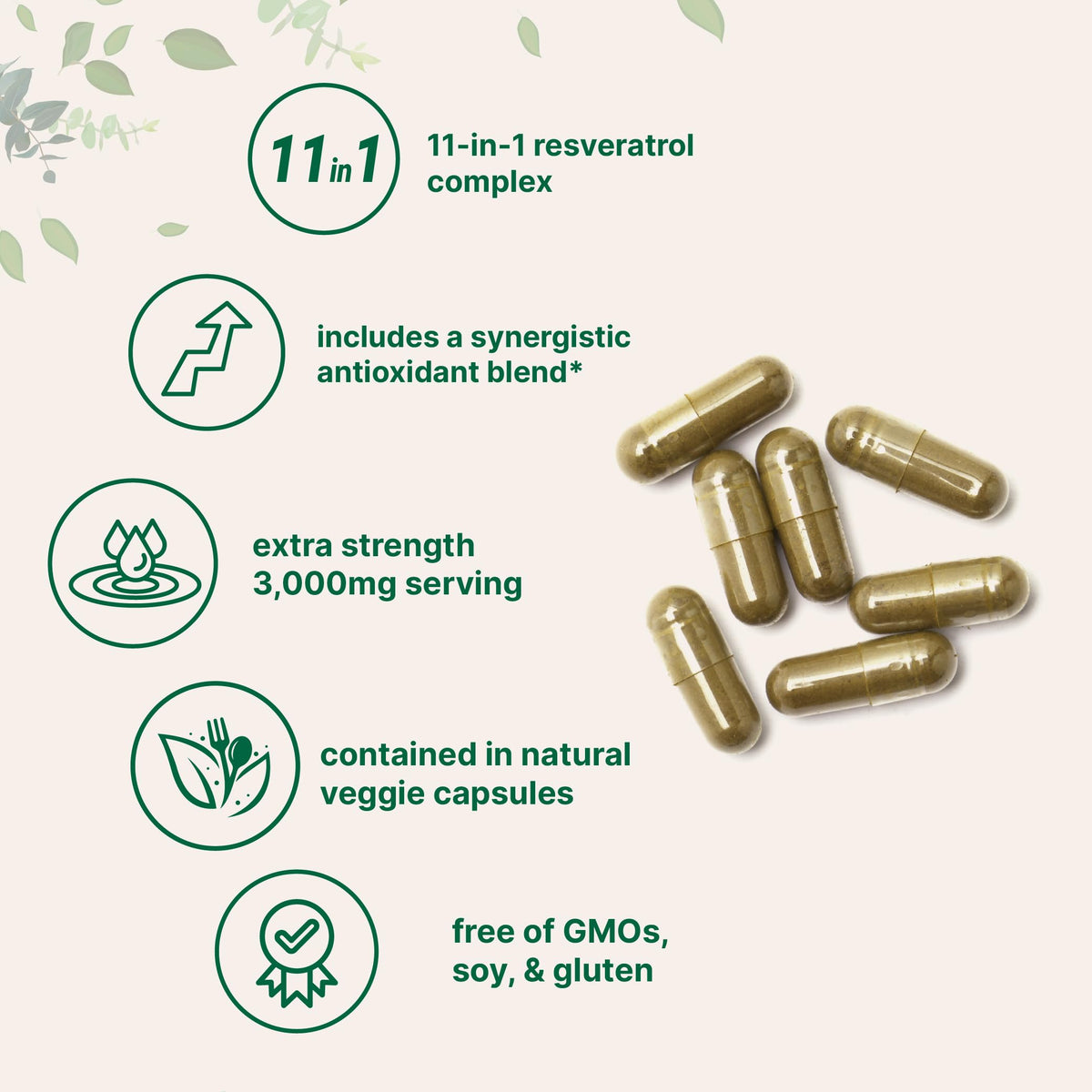 Emballage du Complexe de Resvératrol 3000mg Micro Ingredients