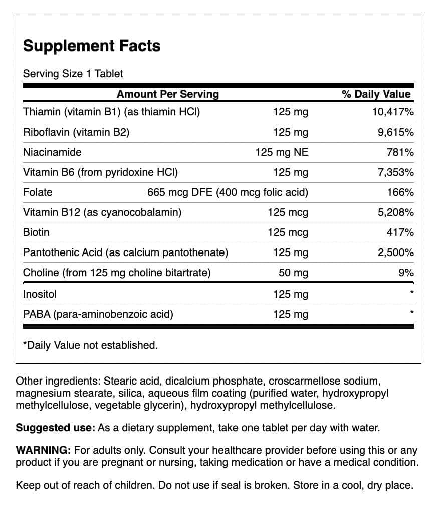 Emballage du complexe de vitamines B-125 de Swanson