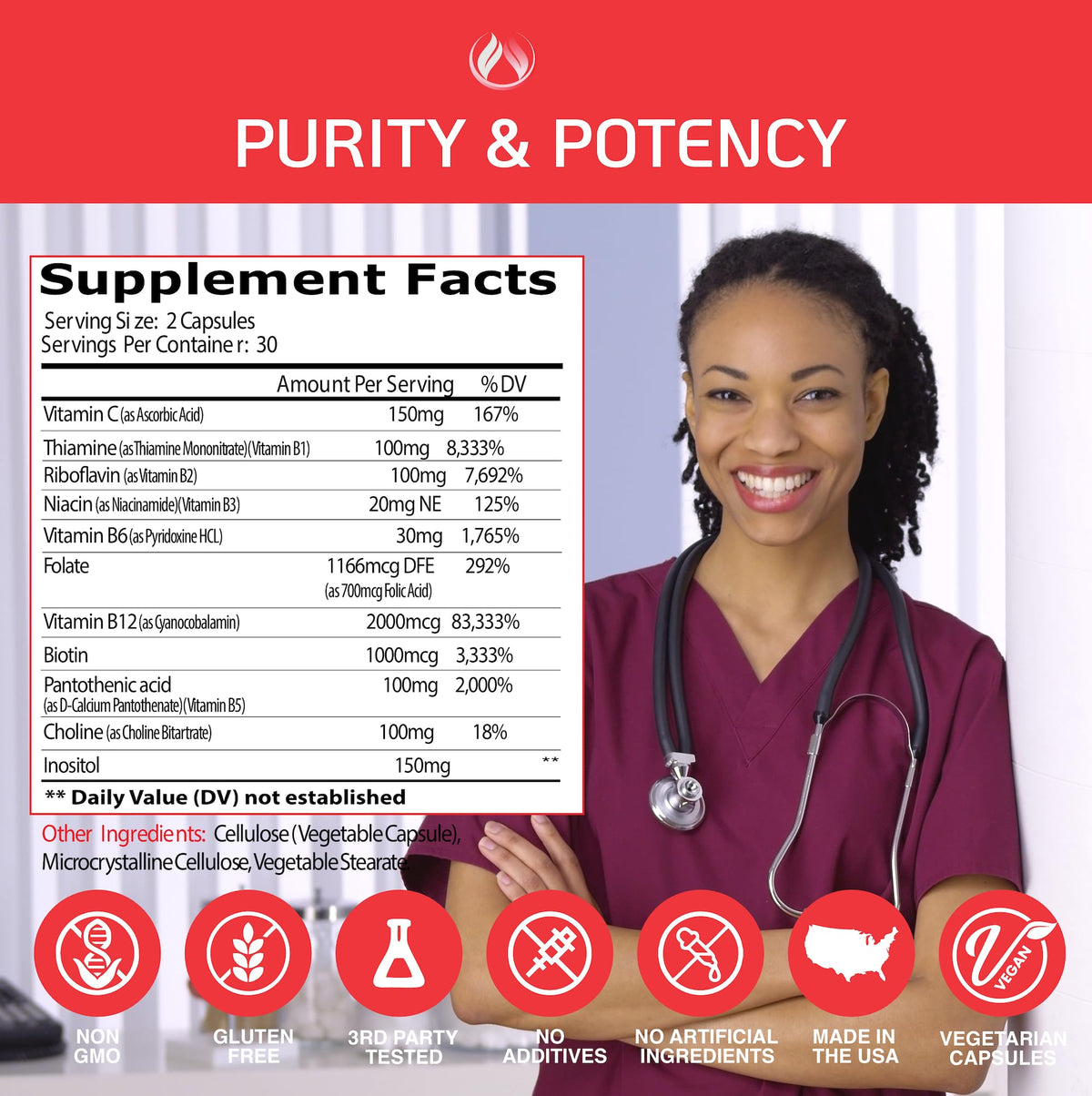 Emballage du Complexe de Vitamines B12 de THE ENCLARE NUTRITION